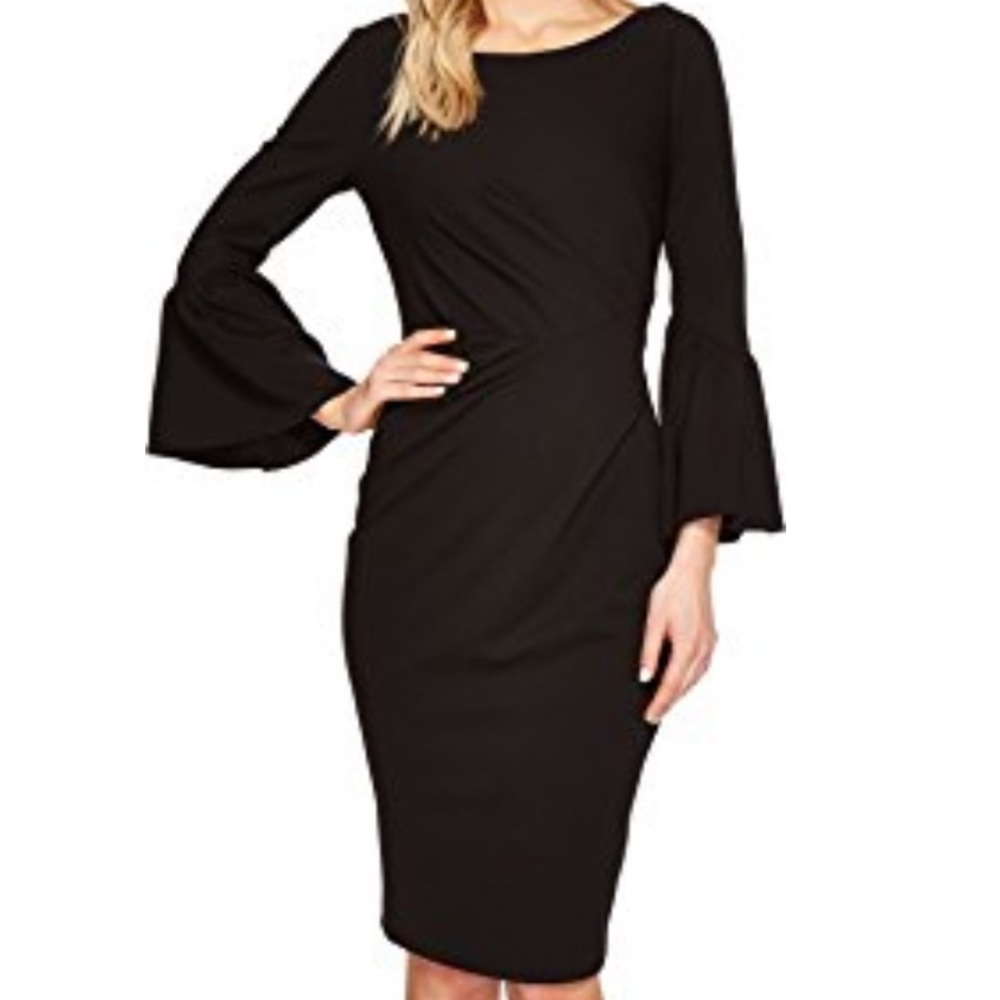 NWT Adrianna Papell Knit Crepe Sheath Dress Dress with Flared Sleeve